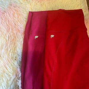 Red and pink power-hold fabletics leggings